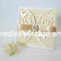 Handmade Craft Romantic Eco-Frienly Paper Laser Cutting Wedding Card